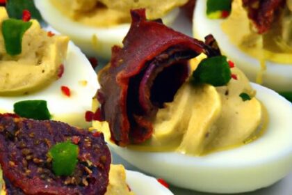Quick & Easy Keto Deviled Eggs with Savory Beef Topping