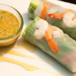 Crunchy Shrimp Spring Rolls Paired with Creamy Peanut Sauce