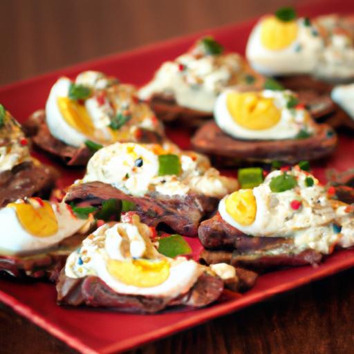 Quick & Easy Keto Deviled Eggs Topped with Savory Beef!