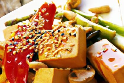 Quick & Creamy Tofu Stir Fry in Low-Fat Peanut Sauce