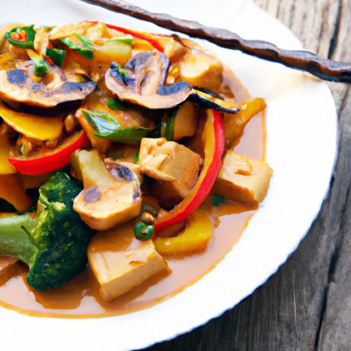 Quick & Creamy Tofu Stir Fry in Low-Fat Peanut Sauce