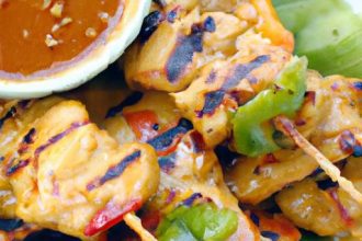 Savor Easy Grilled Thai Chicken Skewers with Peanut Sauce!